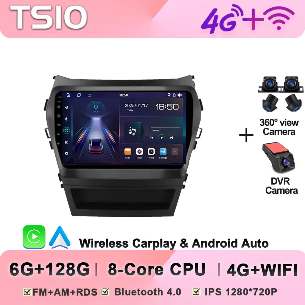 Car Multimedia Video Radio Player For Hyundai Santa Fe IX45 2013 - 2017 Wireless Android Auto CarPlay 8 Core GPS Navigation BT