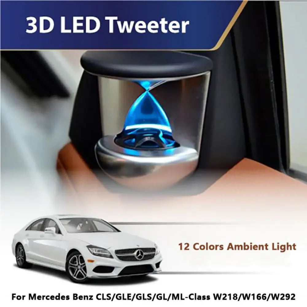 For Benz CLS-Class 2012-2017 12 Colors LED A-pillar Hourglass Tweeter W218 Ambient Light Upgrade Funnel Treble Atmosphere Lamp