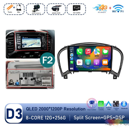 Carplay Android OS for Nissan Juke YF15 2010 - 2014 QLED Touch Screen 9 '' Car Radio Stereo Player GPS Navigation WiFi Head Unit