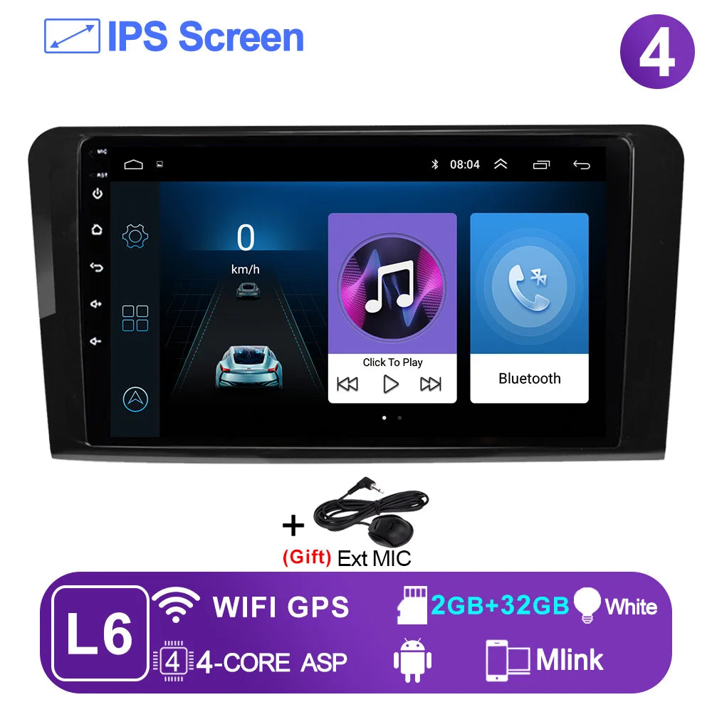 LEHX L6Pro 2 DIN Android 14 Car Radio For Mercedes Benz ML GL aW164 ML350 ML500 GL320 X164 ML280 GL350 GL450 Carplay Auto Audio