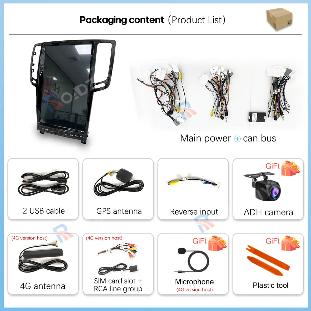 14.5 " Android13 Car Radio Multimedia Video Player For Infiniti G4 G25 G35 G37 2008-2013 GPS navigation Carplay Auto 4G wifi 360