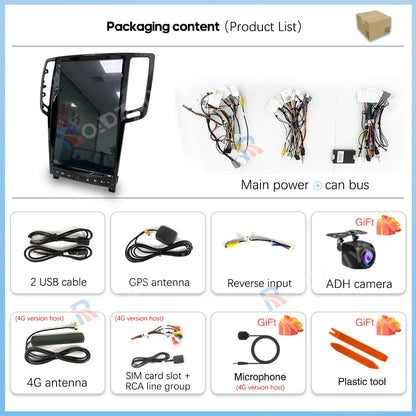 14.5 " Android13 Car Radio Multimedia Video Player For Infiniti G4 G25 G35 G37 2008-2013 GPS navigation Carplay Auto 4G wifi 360