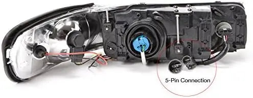 Headlight Set Compatible with Lincoln Town Car 98-02 Halogen With Performance Lens Passenger and Driver Side