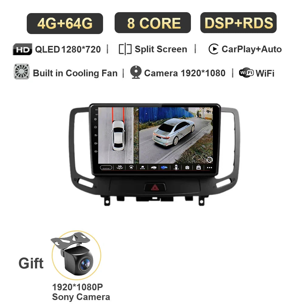 12G+256G  For Infiniti  G4 G25 G35 G37 2006 - 2013 Car Radio Multimedia Video Player Navigation GPS Android Carplay No 2 Din DVD