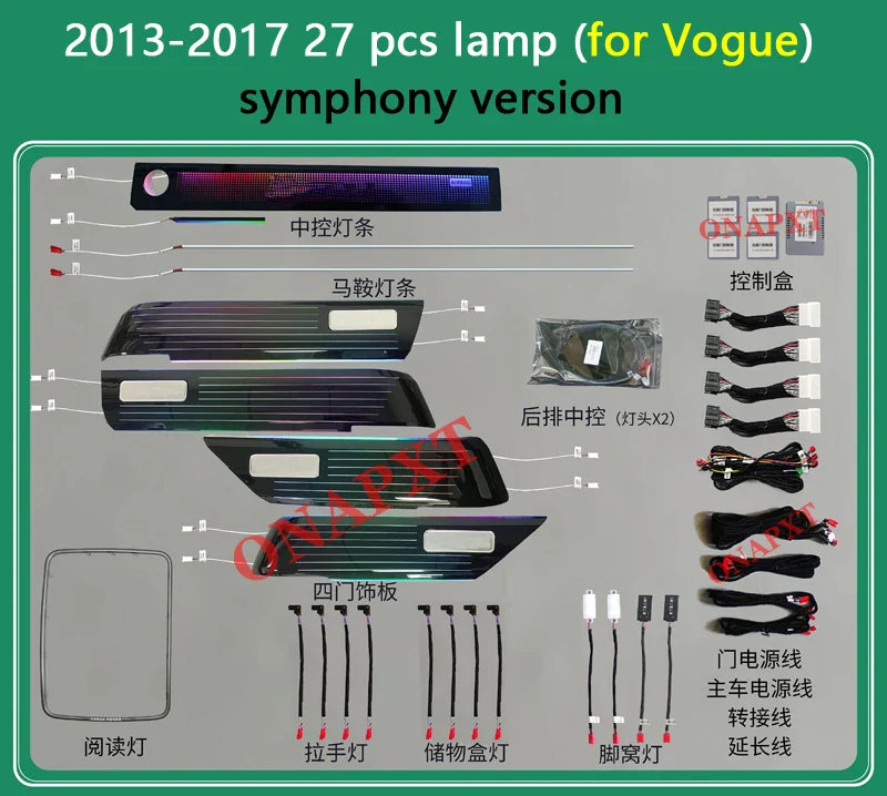 For Range Rover Vogue Sport 2013-2022 Decorative Ambient Light Speaker Cover Car Dashboard Door Atmosphere Lamp Led Strip