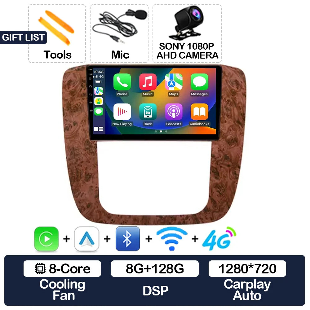 Android 15 Car Radio For GMC Yukon Chevrolet Tahoe Suburban 2008 - 2012 Carplay Auto Multimedia Stereo Video Player NAVI GPS 4G