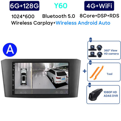 Car Radio Android 13 For Toyota Avensis T25 2002-2008 Carplay Navigation GPS Stereo Android Auto Screen No 2din DVD 5G Wifi Head