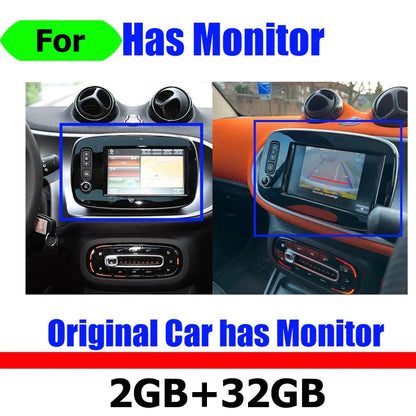 8“ Android 14 CarPlay GPS Navigation Player Head Unit For Mercedes Benz Smart 453 Fortwo Forfour 15-19 Radio Stereo Multimedia
