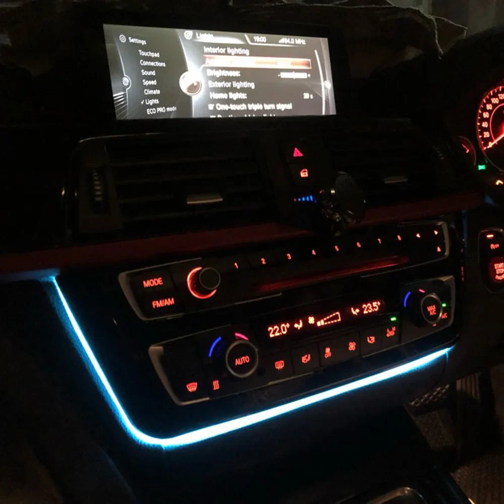 For BMW 3 & 4 Series F30 LCI with Blue and Orange Color Center Console Radio Trim Led Dashboard Atmosphere Light AC Panel Light
