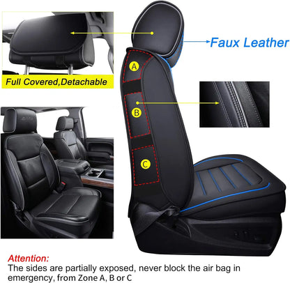Seat Covers Full Set Durable Waterproof Leather for Pickup Truck Fit for Chevrolet Chevy Silverado 1500 GMC SIERRA 2007 to 2023