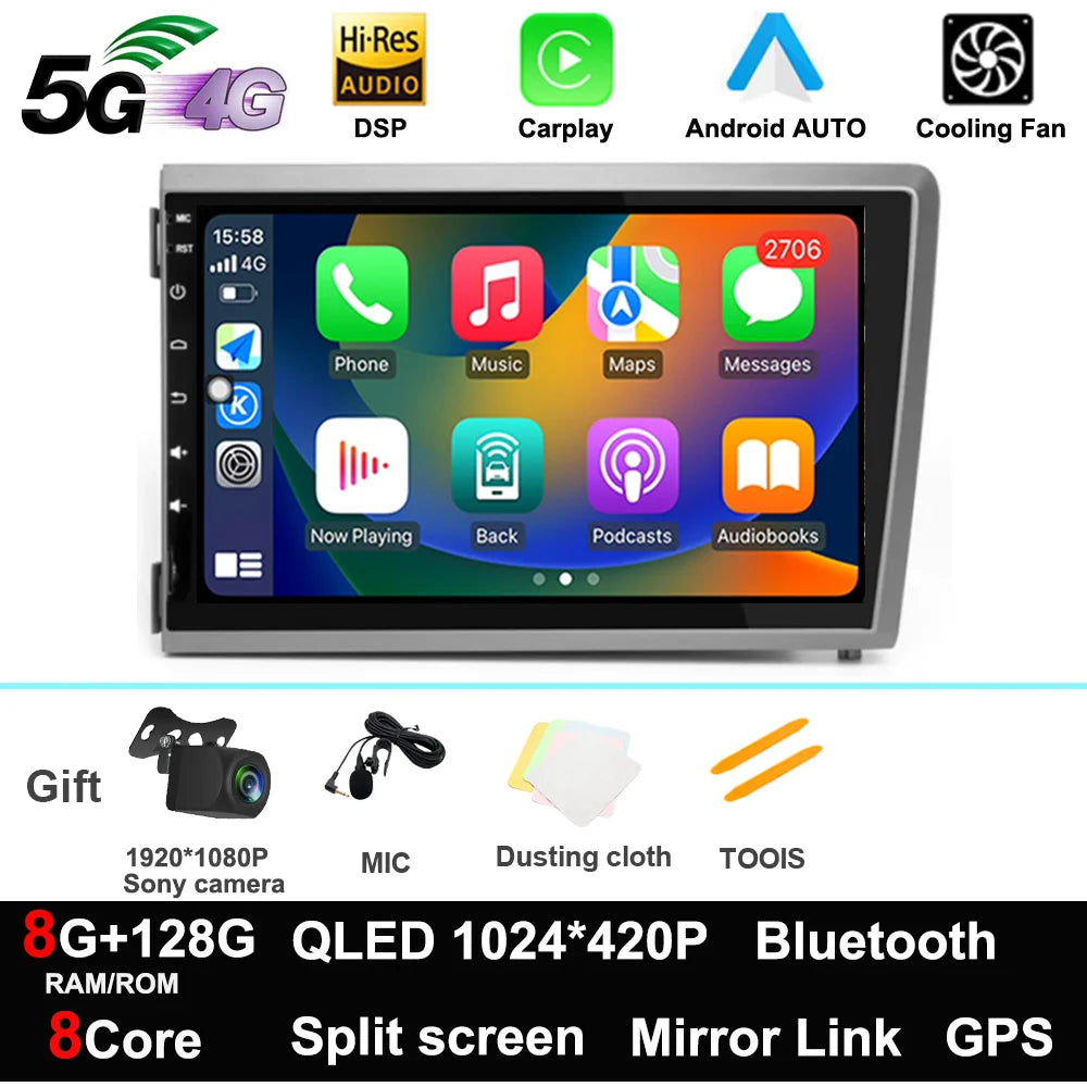 Android 13 For Volvo S60 V70 XC70 2000-2004 GPS Car Radio Stereo Multimedia Player Audio Navigation BT Carplay wifi+4G