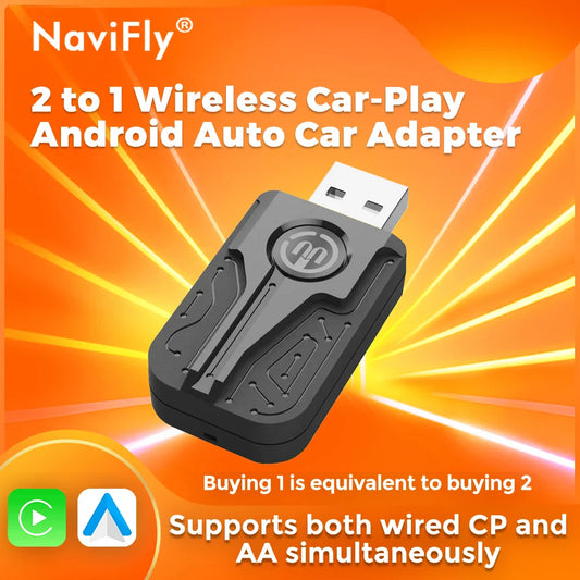 NaviFly Android Auto Carplay Adapter Wired To Wireless For Lincoln Toyota Honda Hyundai KIA Nissan Acura Buick Citroen Audi DS