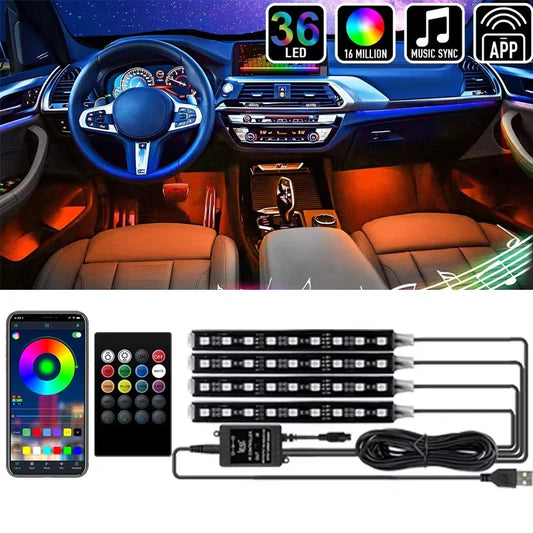 Car Interior RGB LED Strip Lights – Smart APP, Music Sync, Flexible Glow – Your Ultimate Ambient Decoration