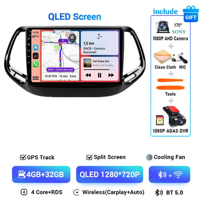 Android 15 CarPlay Auto WIFI+4G For Jeep Compass 2 MP 2016 2017 2018 2019 Car Radio Multimedia Video Player GPS Autoradio Stereo