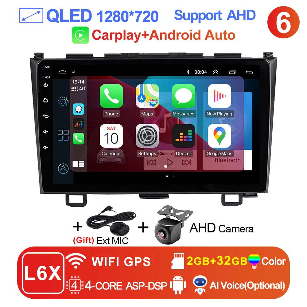 LEHX Pro 5G WIFI 8 Core Android 14 2 Din Autoradio Car Radio Multimedia Player For Honda CRV CR-V 2006-2011 Carplay gps dvd QLED