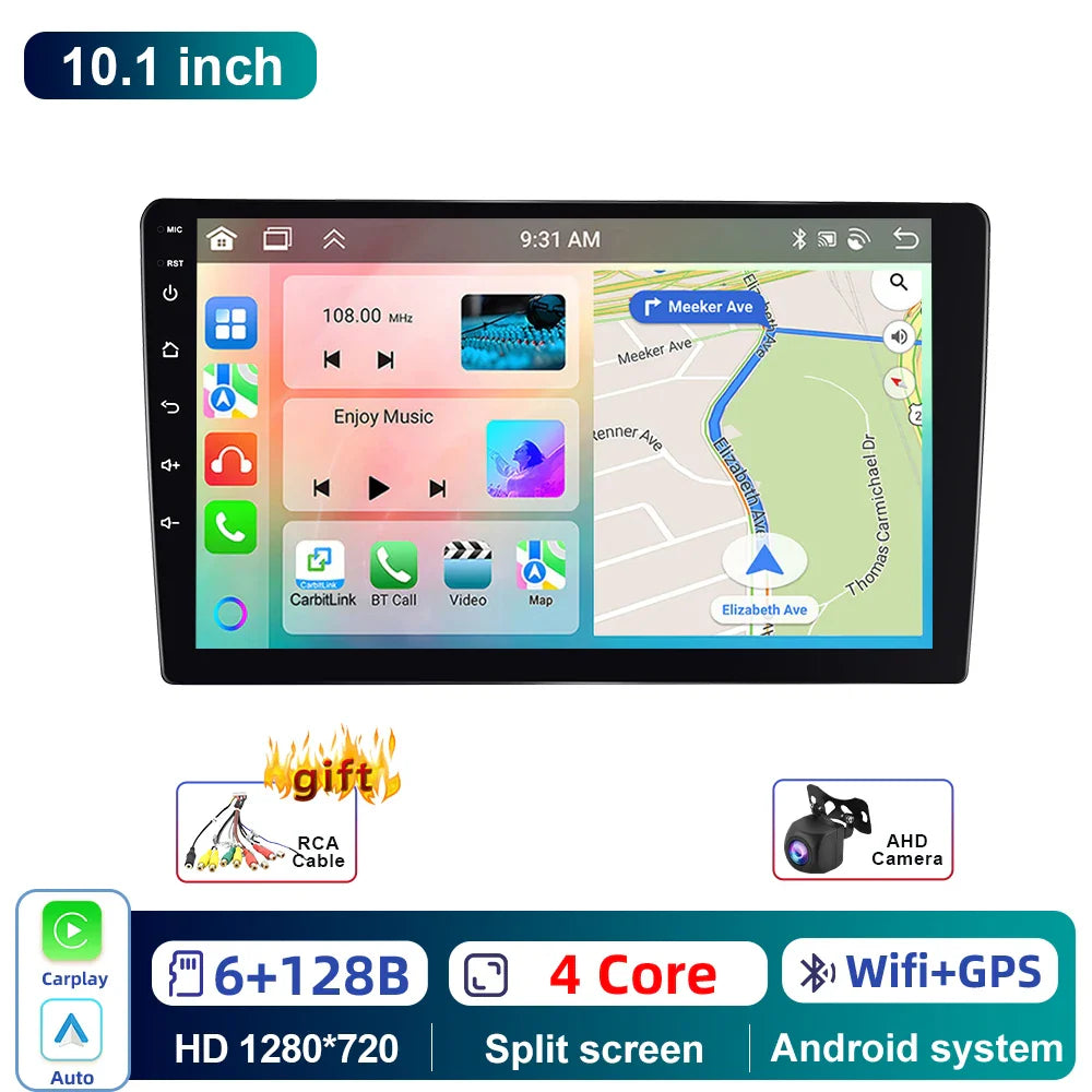 Podofo Android 6+128G 7/9/10inch Car Stereo Radio Universal WIFI Carplay Android Auto Car Multimedia Player Bluetooth FM 32EQ