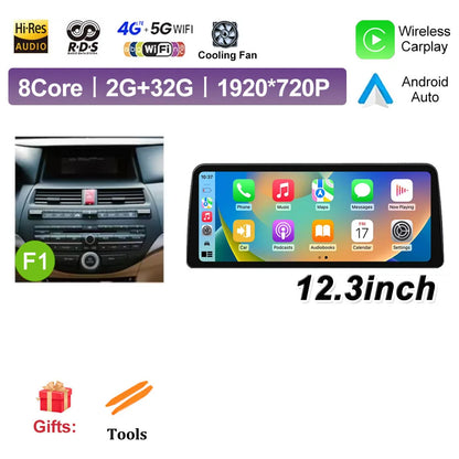 12.3 inch Android 14 for Honda Accord 8 2008 2009 - 2013 Car Multimedia Radio Player Wireless Carplay Monitor GPS Navigation BT