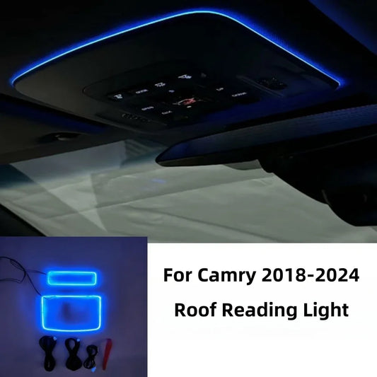 Car LED Roof Reading Light Interior Decorative Lamp Atmosphere Ambient Light Ice Blue For Toyota Camry 2018-2023