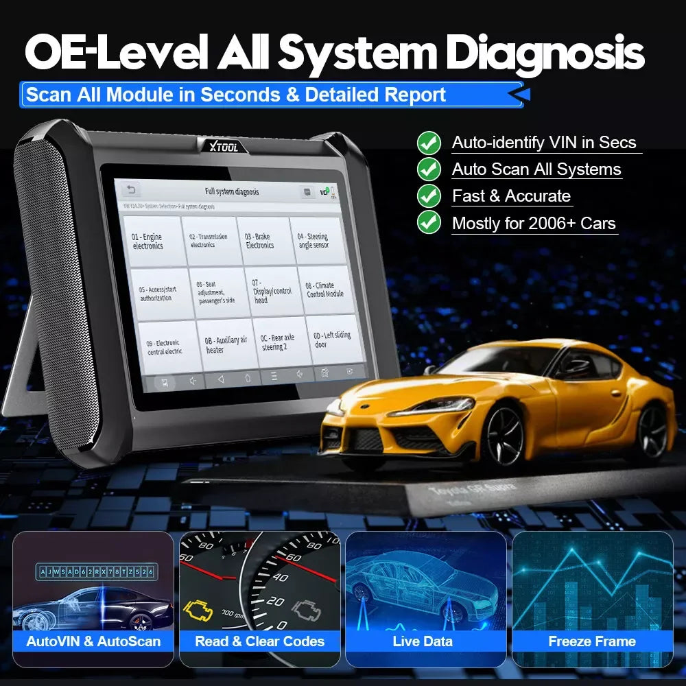 XTOOL D7W Bluetooth Diagnostic Tool All System Automotive Scanner Bi-Directional Control ECU Online Code Built in CAN FD DOIP