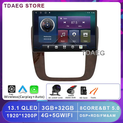 13INCH Android 14 For GMC Yukon Chevrolet Tahoe Suburban 2008 - 2012 Multimedia Video Player 4G WIFI Navigation GPS Carplay auto