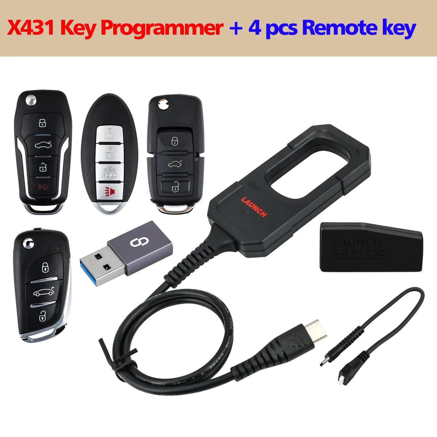 Launch X431 Key Programmer Remote Maker with Super Chip 4pcs Universal Remote Smart Key for X-431 IMMO Elite/IMMO Plus/PAD V