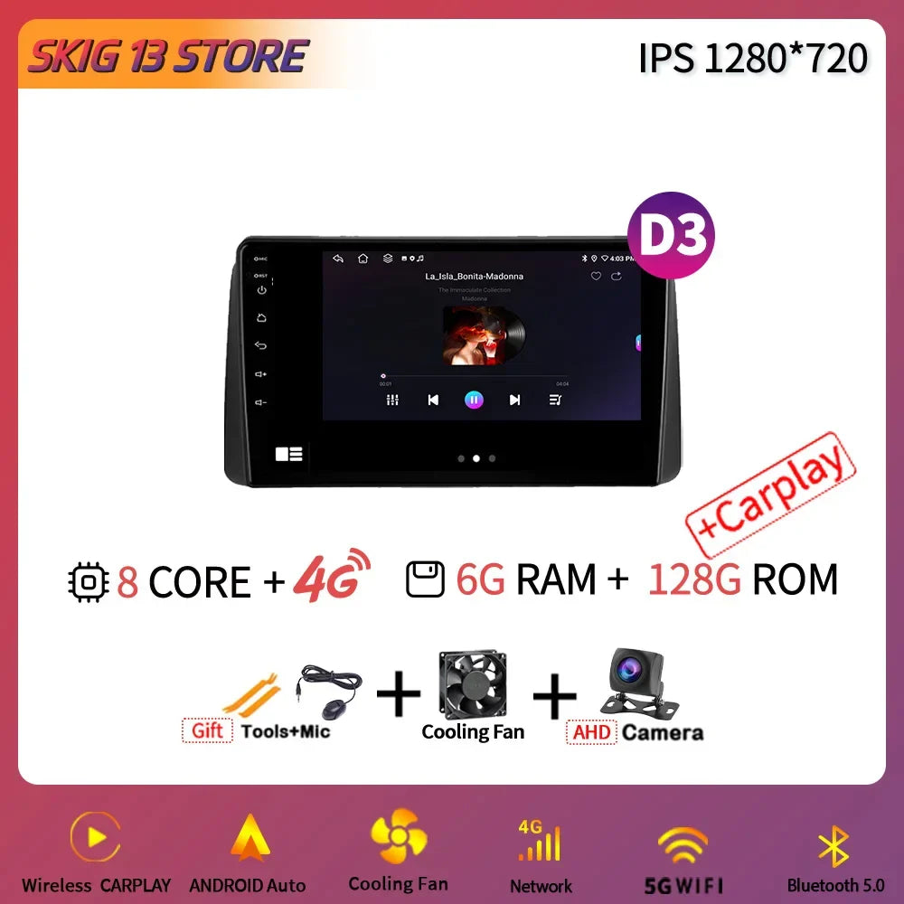 Wireless Carplay WIFI 2DIN Car Radio Android 14 for Chrysler Grand Voyager 5 2011-2015 Multimedia Video Player Navigation GPS