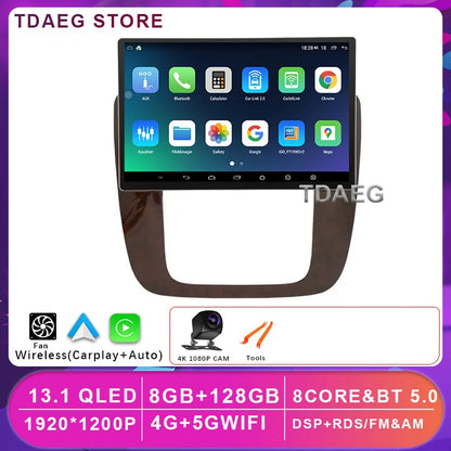 13INCH Android 14 For GMC Yukon Chevrolet Tahoe Suburban 2008 - 2012 Multimedia Video Player 4G WIFI Navigation GPS Carplay auto