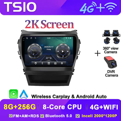 Car Multimedia Video Radio Player For Hyundai Santa Fe IX45 2013 - 2017 Wireless Android Auto CarPlay 8 Core GPS Navigation BT