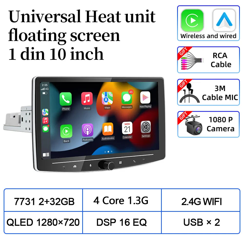 VATAV Android 13 1Din Floating screen Universal Multimedia AI voice Carplay Auto Stereo Radio Palyer Head Unit For Toyota Nissan