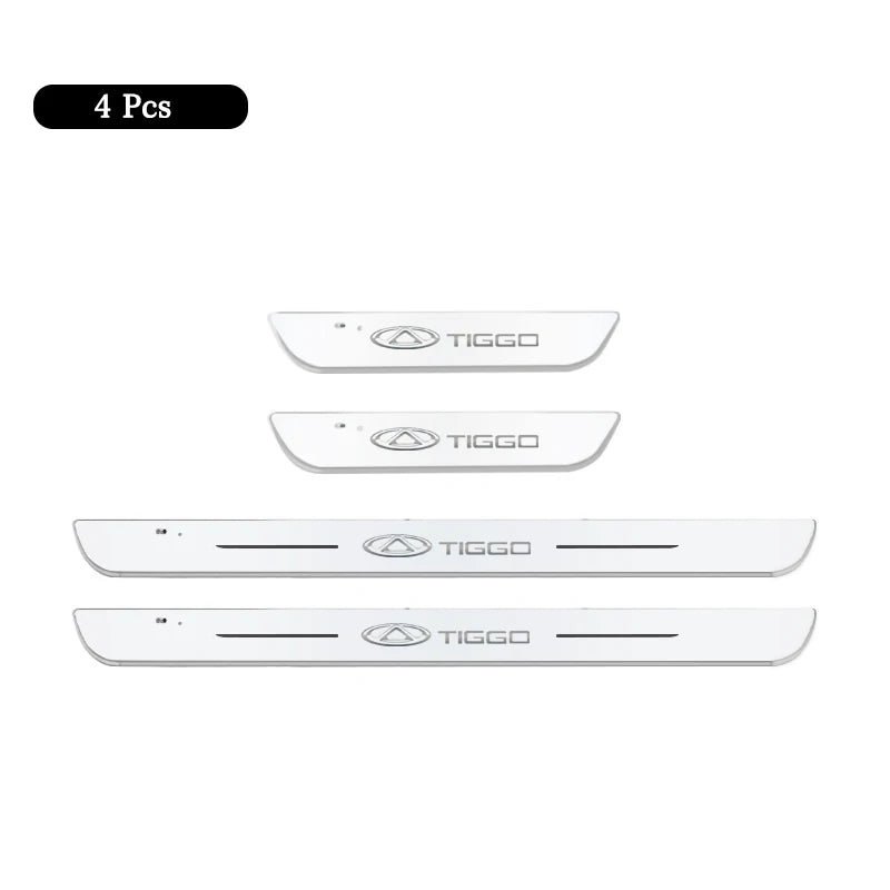 Car Door Light Projector Lamp Customized Car Logo Luminous LED Welcome Pedal Scuff Plate For Chery Tiggo 2 3 4 5 6 7 8 3X 5X Pro