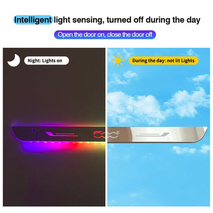 For Fiat 500 500C 2012 500X 500L Abarth 695 Car Door Sill Light Customized Logo LED Welcome Threshold Pedal Lamp Accessories