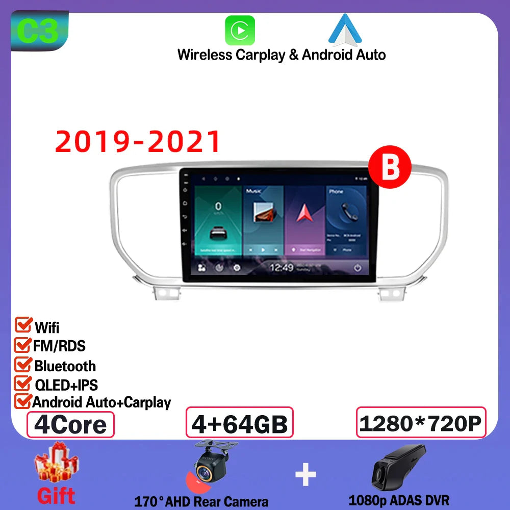 Android  For KIA Sportage 4 2016-2018 2019-2021 Multimedia Video Player Navigation GPS Stereo Wireless Carplay DSP WIFI NO 2DIN