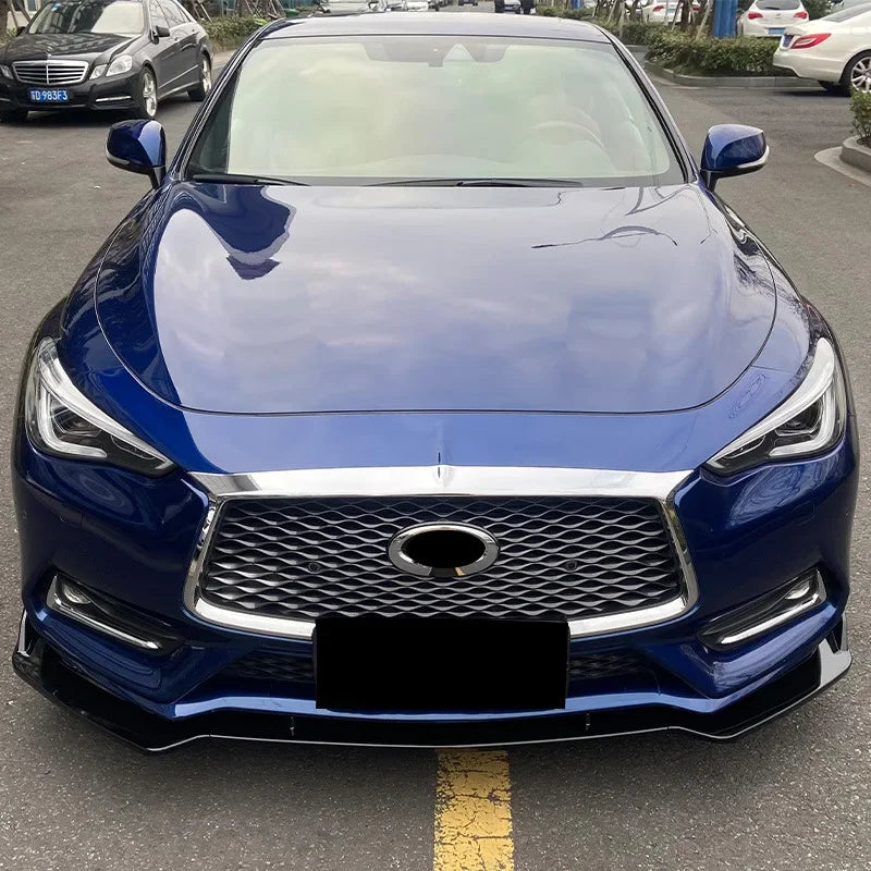 3Pcs/set Glossy Black Car Front Bumper Lip Diffuser Spoiler for Infiniti Q60 2017-2022
