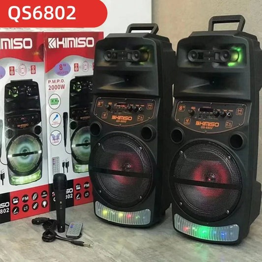2000W High-power Outdoor Speaker LED Trolley Case Portable FM Radio Bluetooth Boombox with Wired Microphone Household Karaoke power tools