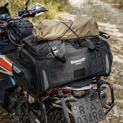 Rhinowalk Motorcycle Tail Bag Waterproof 50-70L Expandable Back Seat Bag Dry-Wet Separation Versatile Backpack 14" Laptop Pocket