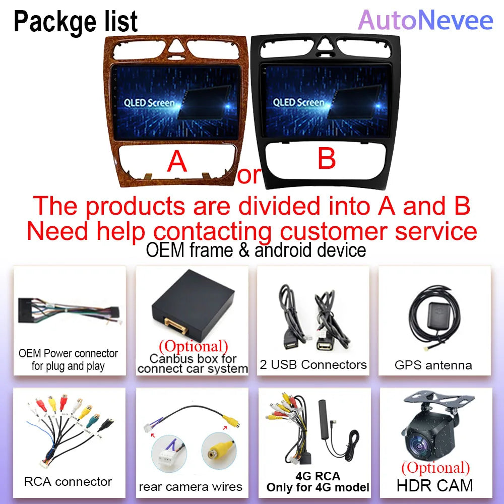 Android 14 wifi+4G Carplay BT Car Radio For Benz W203 W209 C180 C200 C220 C230 2004-2011 Navigation GPS Video Player Multimedia