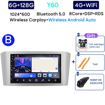 Car Radio Android 13 For Toyota Avensis T25 2002-2008 Carplay Navigation GPS Stereo Android Auto Screen No 2din DVD 5G Wifi Head