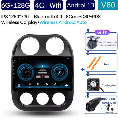 Car Android 14 For Jeep Compass Patriot 2010 - 2017 Auto Radio Multimedia Player Autoradio Stereo GPS Navigation Carplay No 2din