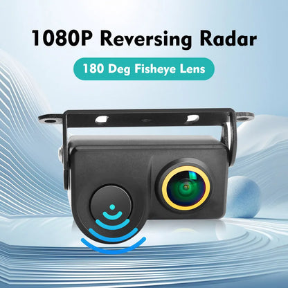 QMKJ 180 Degree 1080P Car Video Parking Sensor Rear View Visible Radar Detector System Night Vision Waterproof Reverse Camera