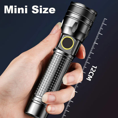 Aluminum Alloy Rechargeable LED Flashlight With Power Display High Power Torch Light Outdoor Waterproof Camping Lantern