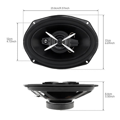2pcs 12V 6 x 9 Inch Car HiFi Full Range Frequency Speakers Universal 3 Way Coaxial Speakers