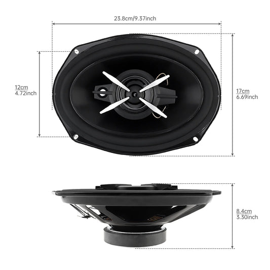 2pcs 12V 6 x 9 Inch Car HiFi Full Range Frequency Speakers Universal 3 Way Coaxial Speakers