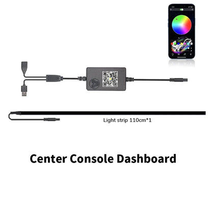 NEW For Tesla Model 3 Y Center Console Dashboard Wireless Charging RGB Neon LED Light Strip Musical Rhythm USB Power APP Control