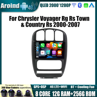 Wireless Carplay Android Auto Screen For Chrysler Voyager Rg Rs Town  & Country Rs 2000-2007 Multimedia Player Stereo Tools 4G