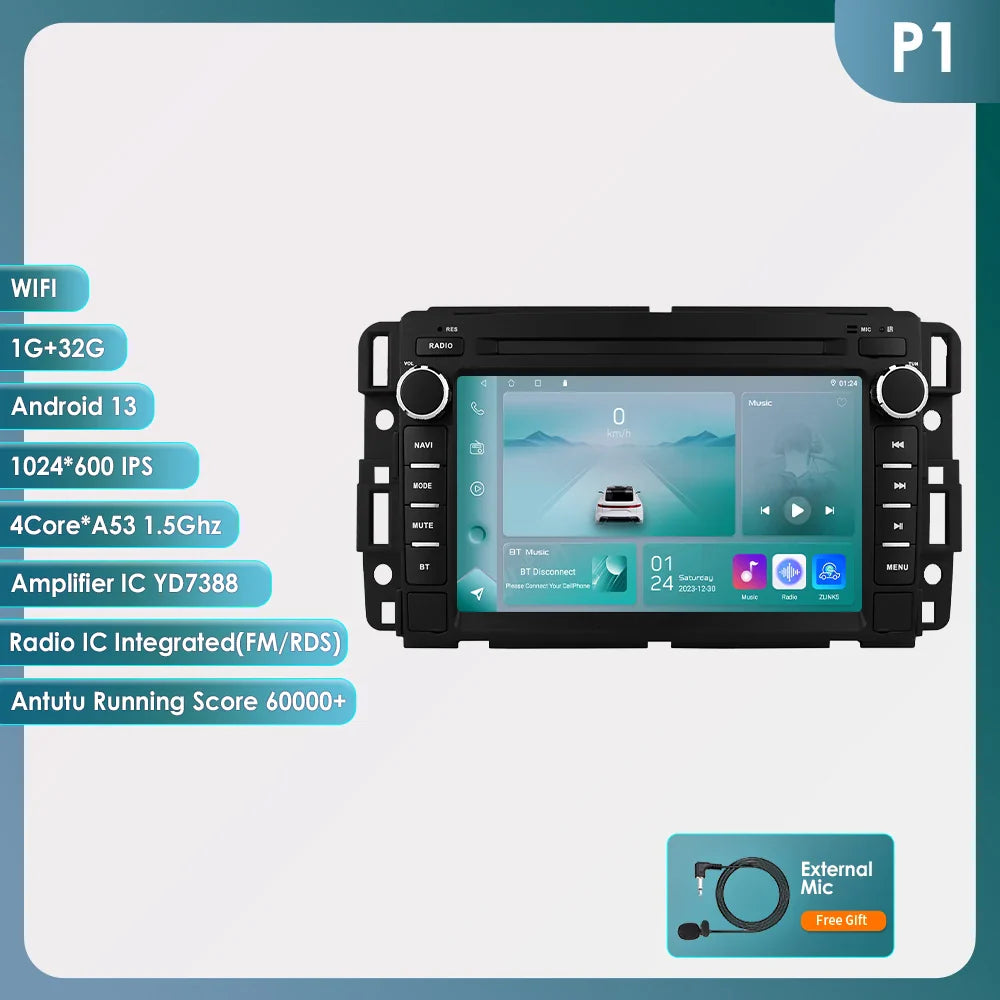 Hizpo 7" Android Car Radio For Chevrolet Silverado GMC Sierra Impala Traverse Avalanche Express Yukon Acadia Savana GPS Stereo