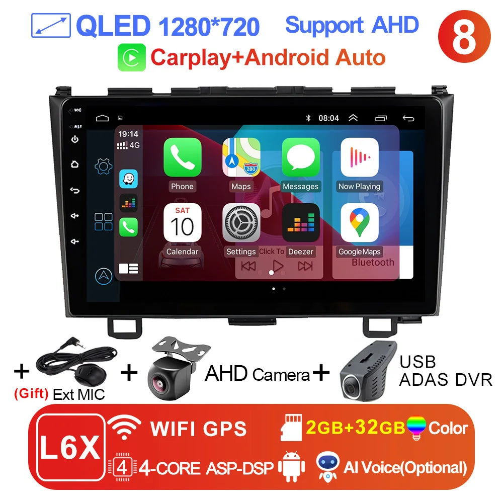 LEHX Pro 5G WIFI 8 Core Android 14 2 Din Autoradio Car Radio Multimedia Player For Honda CRV CR-V 2006-2011 Carplay gps dvd QLED