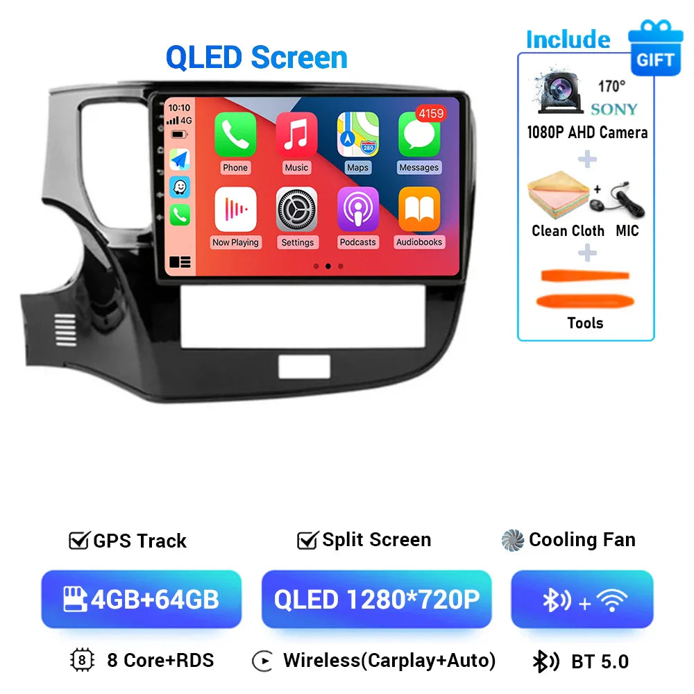 Android 14 CarPlay Auto Car Radio For Mitsubishi Outlander 3 III GF0W GG0W 2018 2019 2020 2021 Multimidia Video Player Stereo 4G