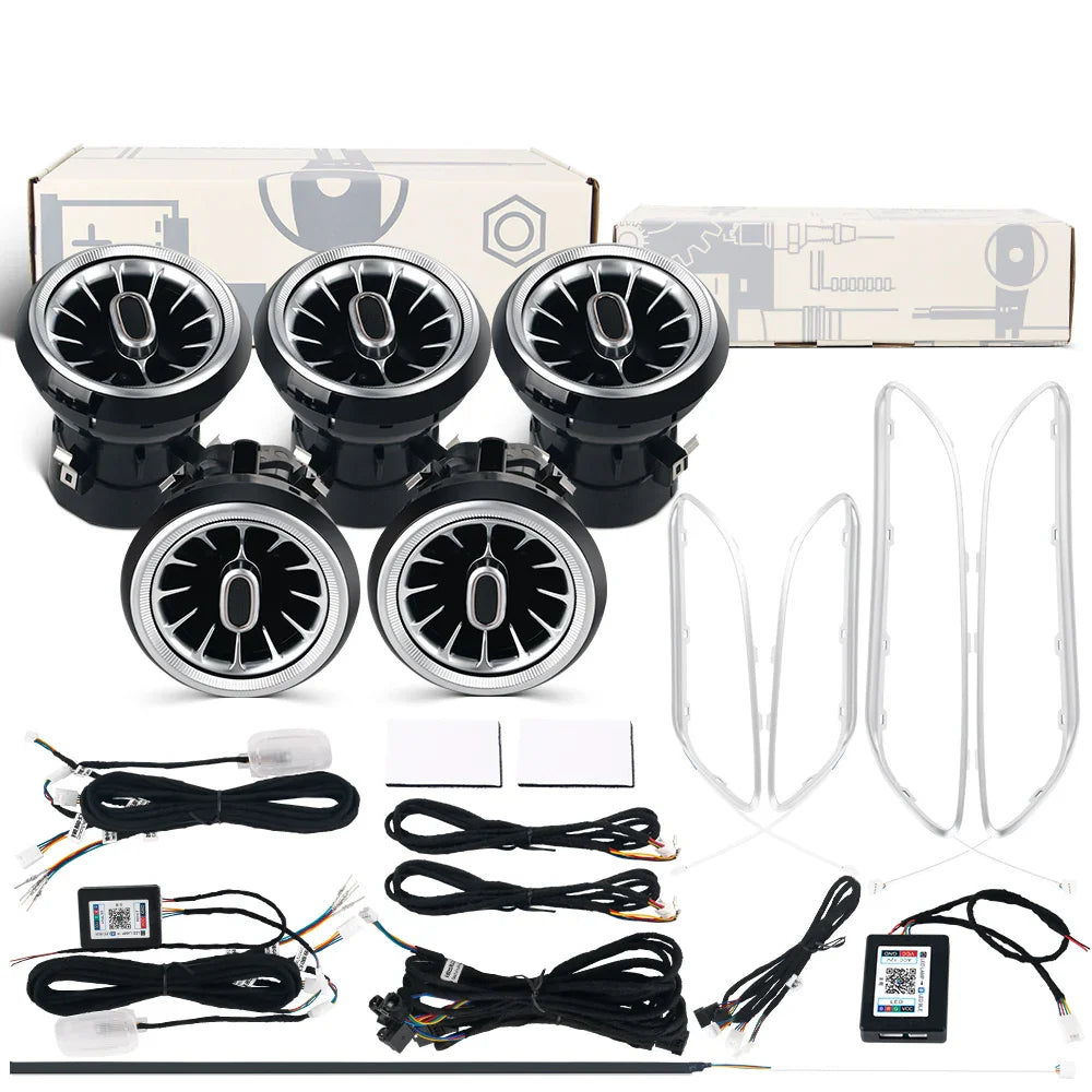 For Benz W176 W117 W156 X156 A CLA GLA 12/64 Color Ambient Light Turbine Air Vent Lamp Dashboard Door Lights Kit Car/App Control
