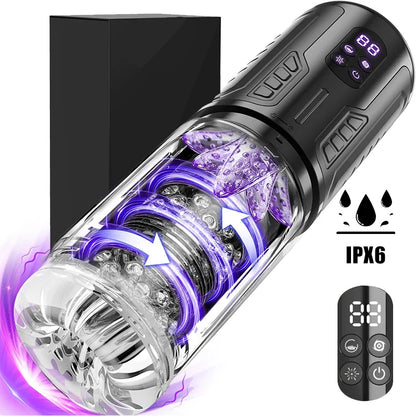 Automatic Telescopic Thrusting Rotating Male Masturbator Cup Licking Vibrating Masturbation Blowjob Pussy Adult Sex Toys for Men