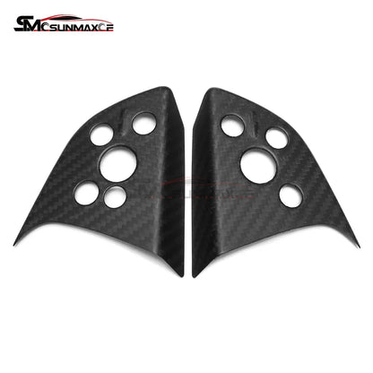 Real Forged Carbon Fiber Steering Wheel Trim Cover Car Interior Accessories For 2024 Tesla Model 3 Highland
